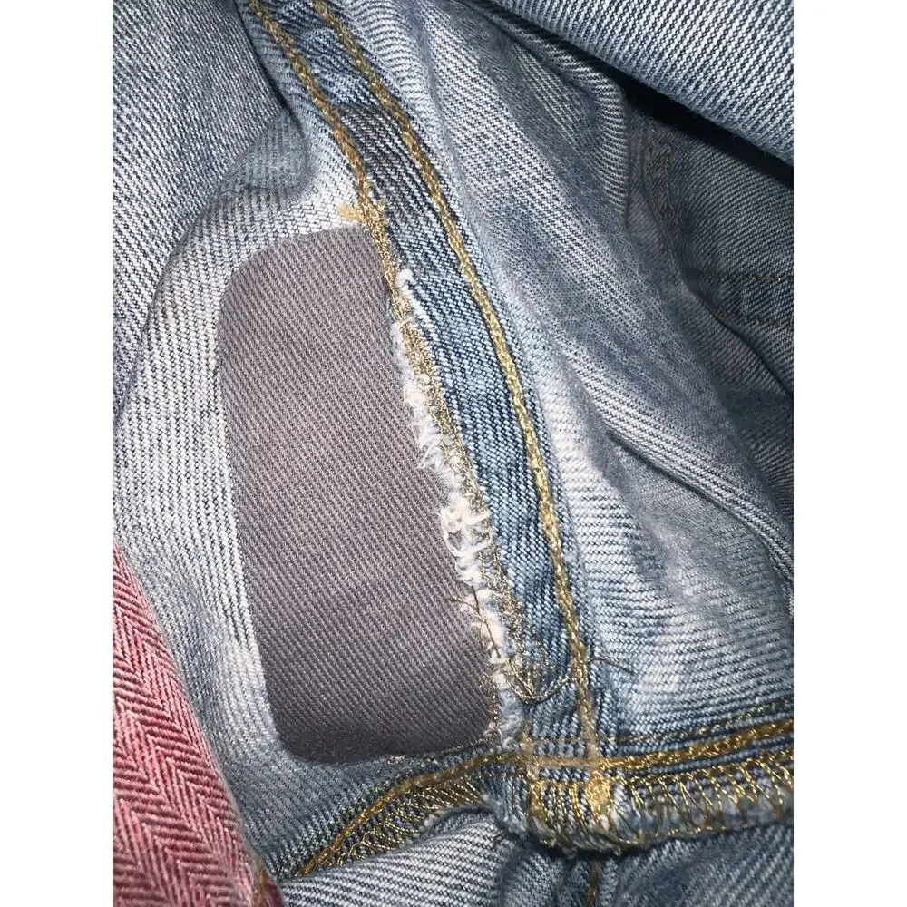 POLO RALPH LAUREN LT WASH BUTTON FLY VINTAGE STYLING JEANS 38 x 30 PATCHED AREA